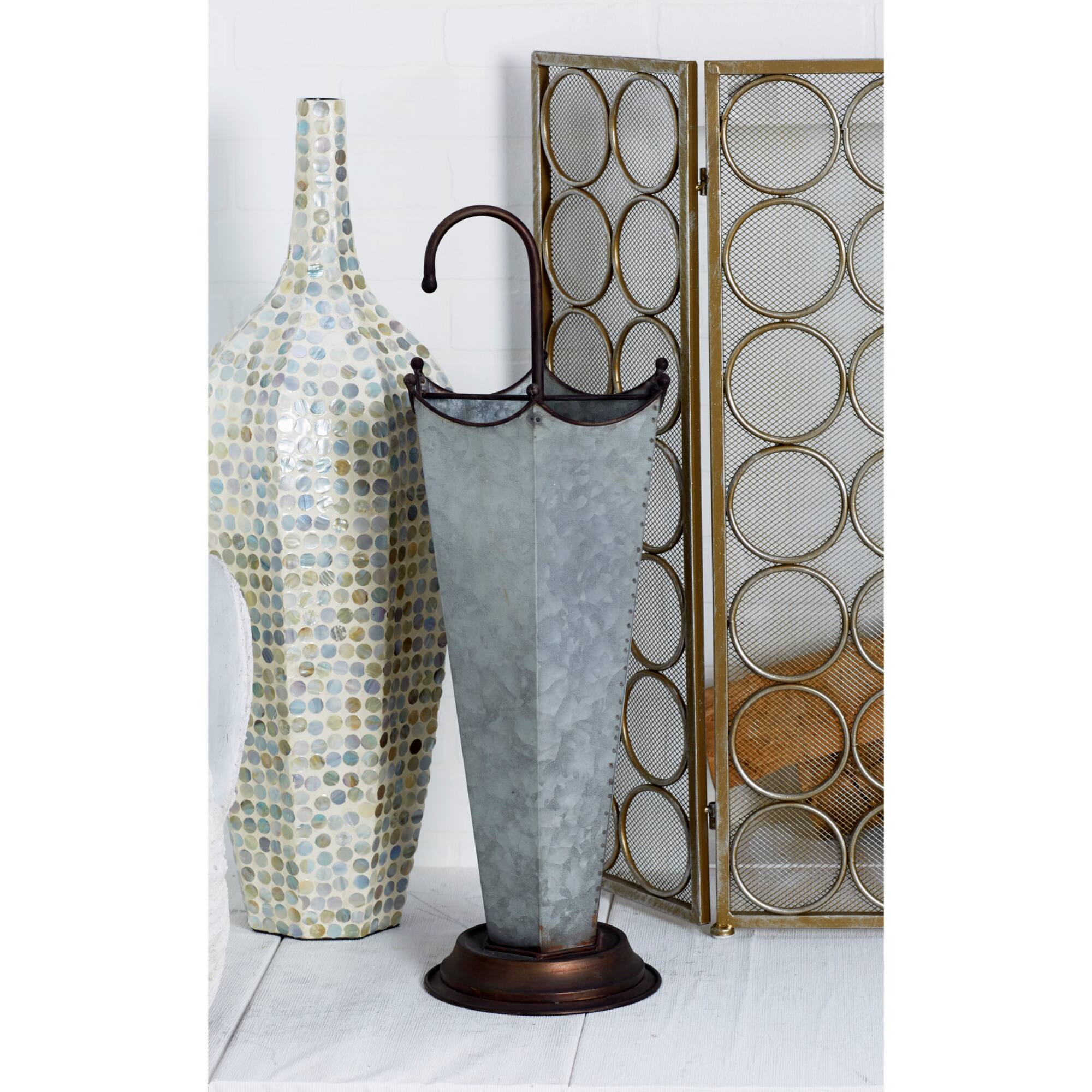 Gray Metal Farmhouse Umbrella Holder